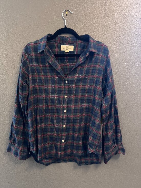 Birds Of Paradise Tops - Birds of Paradis by Trovata Plaid Long Sleeve Button Up Top